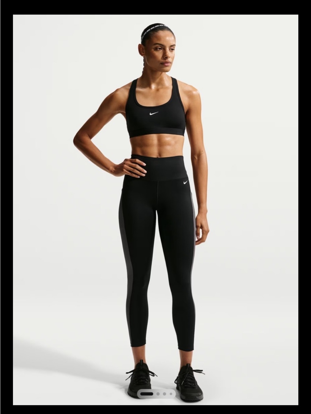 Nike One Women’s High Rise 7/8 Black Leggings with Gray Side Panels size XS NWOT
